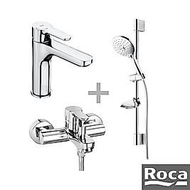 Roca L20 Lavabo + Banyo Bataryası ve Aurea Sürgülü Duş Takımı Seti - Krom A5DA509C0K