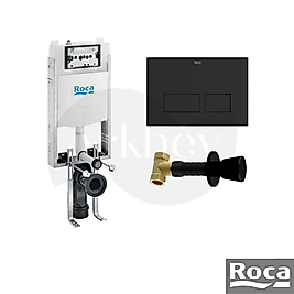Roca Yuvarlak Stop Valf + AC4 Basma Butonlu + Active One Gömme Rezervuar Seti - Mat Siyah A89P060120