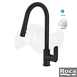 Roca Cala Pull Down Spiralli Eviye/Mutfak Bataryası - Mat Siyah / Fonksiyonlu Elcik / Cold Start A5A816ENB0