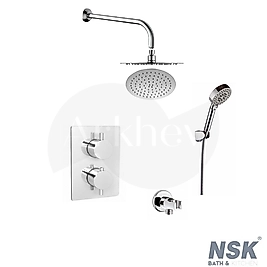 NSK Ankastre Termostatik Duş Sistemi Seti - Krom / İç Set Sıva Altı Grubu Dahil / 2 Yönlü Ankastre Batarya ARKHEV0020