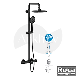 Roca Salina Termostatik Banyo Bataryalı Duş Kolonu - Mat Siyah / Boy Ayarlı A5A2004NBK