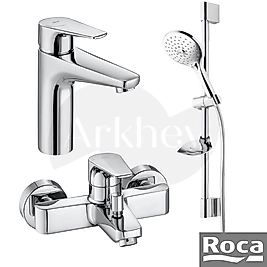 Roca Atlas Lavabo + Banyo Bataryası ve Aurea Sürgülü Duş Takımı Seti - Krom A5DA590C0K