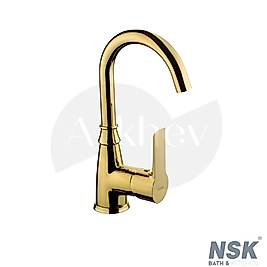 NSK Alamera Kısa Kuğu Döner Borulu Lavabo Bataryası - PVD Altın N2016019