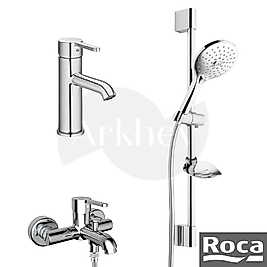 Roca Carelia Lavabo + Banyo Bataryası ve Aurea Sürgülü Duş Takımı Seti - Krom A5DA58AC0K