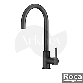 Roca Mencia Döner Kuğu Borulu Eviye / Mutfak Bataryası - Mat Siyah Granit Doku / Cold Start A5A7409CN0