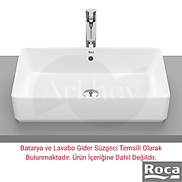 Roca The Gap Square 60x37cm Tezgah Üstü Çanak Lavabo - Parlak Beyaz Sırlı / Taşma Delikli / Süzgeç Grubu Yok A3270Y2000