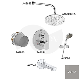 Vitra Artema Ankastre Root Termostatik Banyo Bataryalı 6'lı Duş Sistemi - Krom / V-Box İç Set Sıva Altı Grubu Dahil ARKHEV0034