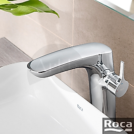 Roca Insignia Yüksek Çanak Lavabo Bataryası - Krom / Cold Start / Click Clack Lavabo Süzgeçli A5A3A3AC00