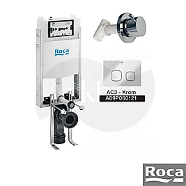 Roca Yuvarlak Stop Valf + AC3 Basma Butonlu + Active One Gömme Rezervuar Seti - Krom A89P060121