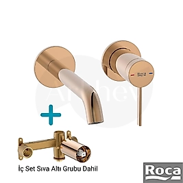 Roca Ona Ankastre Lavabo Bataryası - Rose Gold / İç Set Sıva Altı Grubu Dahil A5A359ERG0 + A5E3501RG0
